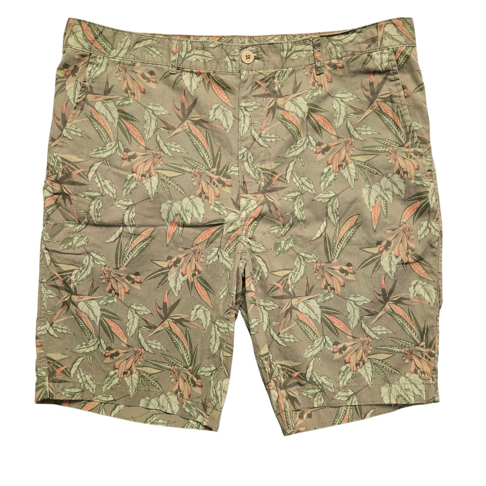 Caribbean Mens 40 Tropical Vacation Summer Chino Shorts Olive Green Cotton‎